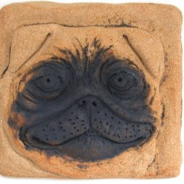 pug wall plaque ceramic dog
