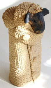 bit taller micro woolly jumper ceramic sheep brown handmade stoneware studio potter