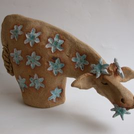 ceramic cow, jane adams ceramics. handmade stoneware pottery cow