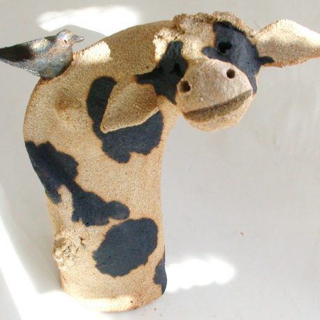 ceramic cow, brown cow, jane adams creramics, handmade pottery