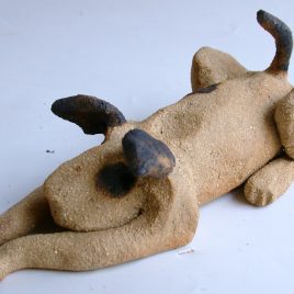 ceramic dog sitting down dog, clay, ceramic, stonewarem handmade, jane adams ceramics, cornwall