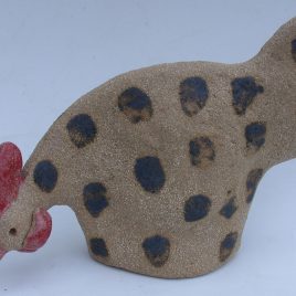 pecking spotty chicken, hen, ceramic fowl, handmade, studio ceramics, jane adas ceramics