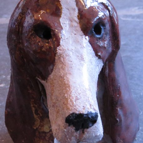 Basset hound, dog ceramic, hand made, stoneware, jane adams ceramics