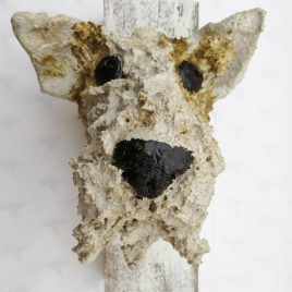 ceramic fox terrier, wall plaque, ceramic dog, wall hanigng, handmade ceramics, jane adams ceramics, cornwall