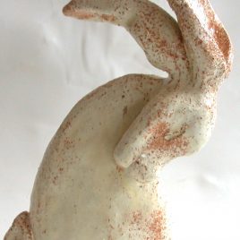 ceramic hares, cream glaze, jane adams ceramics, cornwall , pottery