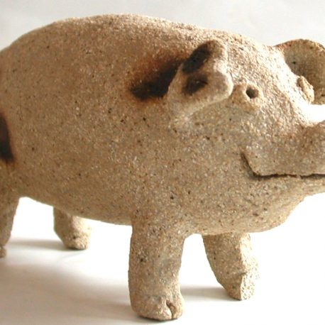 small spotty pig, gloucester old spot pit, ceramic pig, stoneware pig, jane adas ceramics