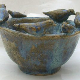 bird bowl, handmade, glazed