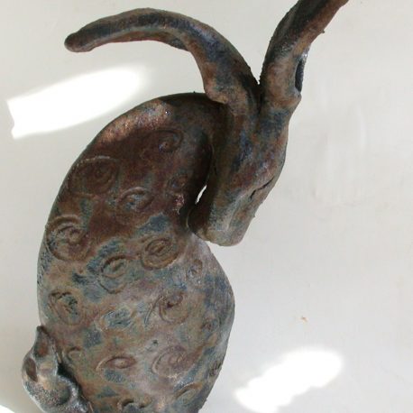 ceramic hare, pottery hare, hare ornament, jane adams cermics, handmade stoneware