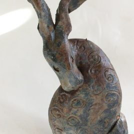 sheltering hare, stoneware, handbuilt, jane adams ceramics