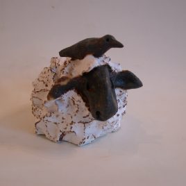 ceramic sheep. pottery, stoeware, white sheep, handmade, jane adams ceramics