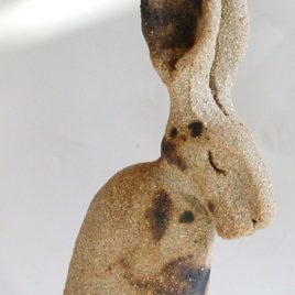 tiny ceramic hare, pottery hare, hare ornament, jane adams ceramics, clay
