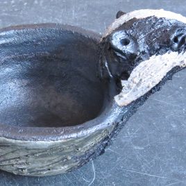 badger, ceramic badger, pottery badger, handmade stoneware bowl, badgaer ornament, jane adams ceramics, handmade