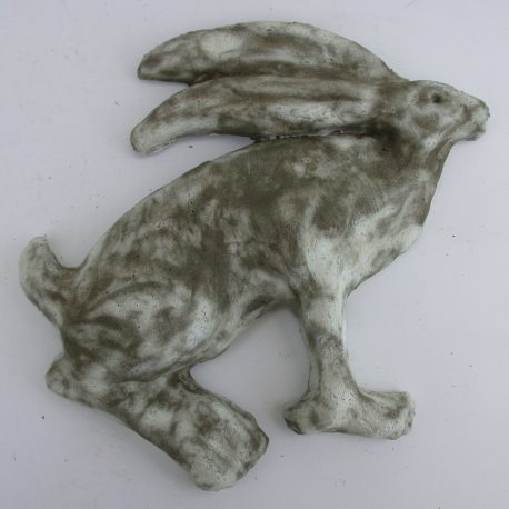 sitting hare, hare wall plaque, wall plaque, stoneware, handmade, studio ceramics, jane adams ceramics