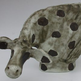 spotty cow, frisian cow, pottery cow, ceramic cow, handmade stoneware, cow, jane adams ceramics