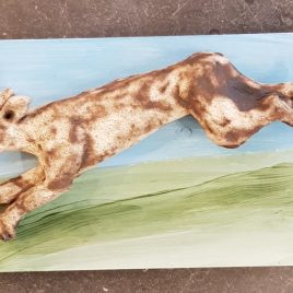 whippet, whippet ornament, whippet wall plaque, dog ornaments, pottery whippet, greyhound, pottery greyhound, jane adams ceramics