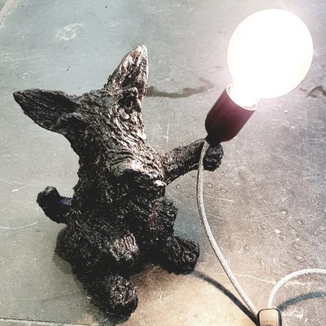 lamp base, lamp, vintage lam, ceramic lamp base, animal base, scottie dog, dog lamp, scottish terrier, ceramic scottish terrier, scottie dog lamp