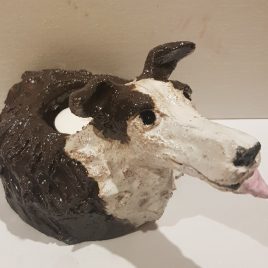 ceramic dogs, collie dogs, border collie, candle holder, ceramic candle holder, tealight holder, pottery collie, pottery dogs, dog gifts, jane adams ceramics