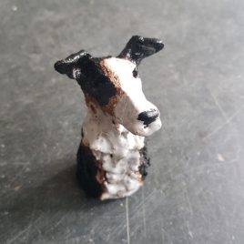 rogues gallery, ceramic dogs, dog, collie dog, border collie ceramic dog, pottery border collie dog, collie, black and white dog, pottery dogs, jane adams ceramics, studio ceramics, jane adams