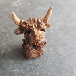highland cow, rogues gallery, pottery cow, highland cow ornaments, pottery cows, handbuilt pottery cow, sstudio ceramics, jane adams ceramics, cows, horned cows, scottish gifts,
