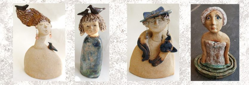 jane adams ceramics, ceramic ladies, ceramic people, stoneware ceramics, studio pottery figures, figurines, people, handmade, glazed
